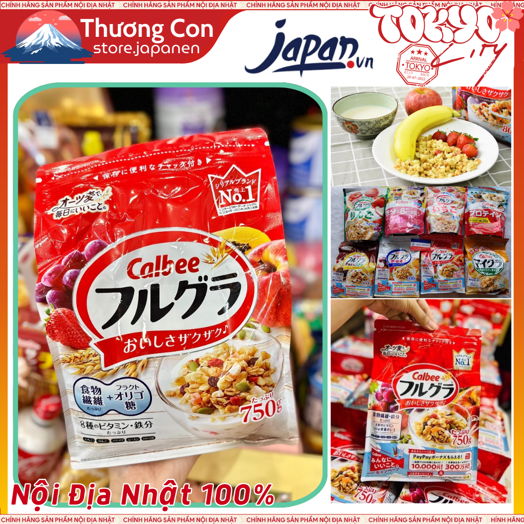 Ngũ cốc Calbee ăn kiêng giảm cân, ngũ cốc hoa quả Nhật Bản dùng trong bữa sáng