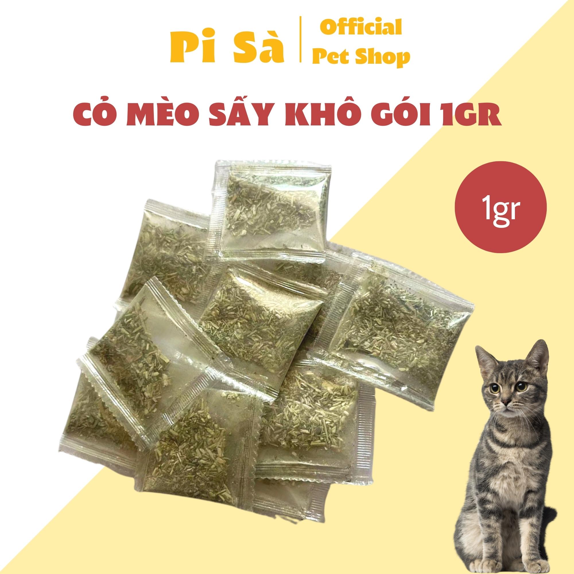 Cỏ mèo Catnip sấy khô gói 1gr giúp mèo giải trí xả stress | Cỏ bạc hà khô cho mèo ngửi phê pha - Pi Sà Pet Shop