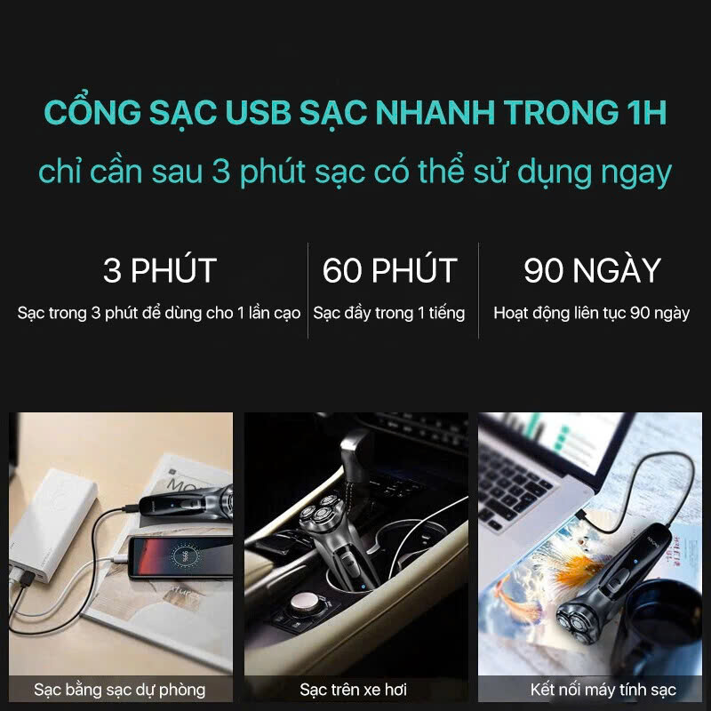 Máy cạo râu Enchen Blackstone 3, máy cạo râu chống nước IPX7, pin sạc, lưỡi dao nổi 3D - BH 12 tháng