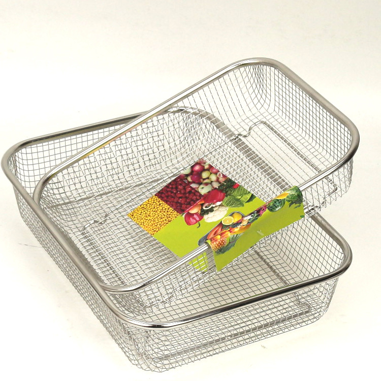 Rổ inox lưới đa năng dài - rổ inox có chân đa năng hàng cao cấp - rổ dài inox 29cm