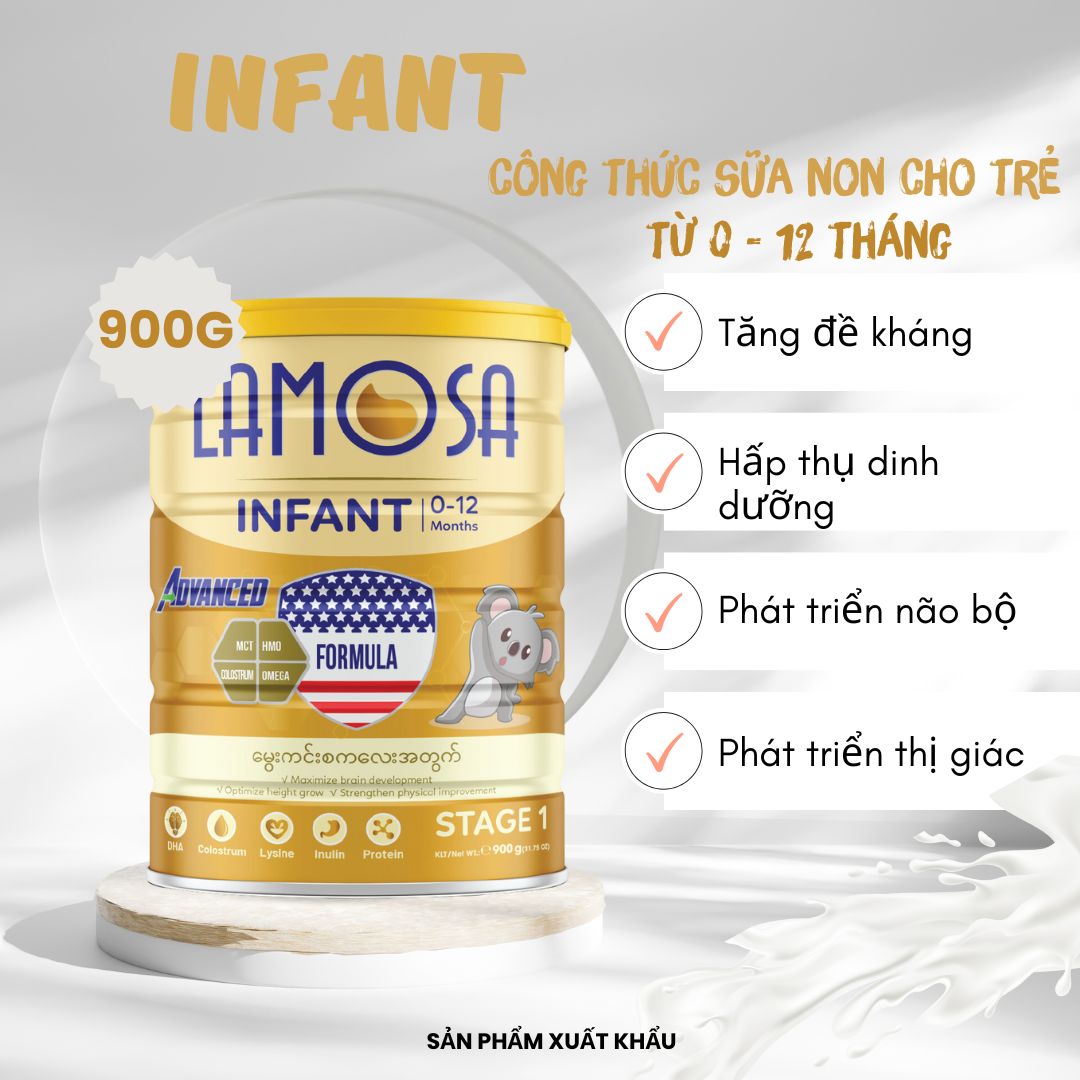 Sữa công thức Lamosa INFANT lon 900g bổ sung Sữa Non Colostrum cho bé từ 0-12 tháng