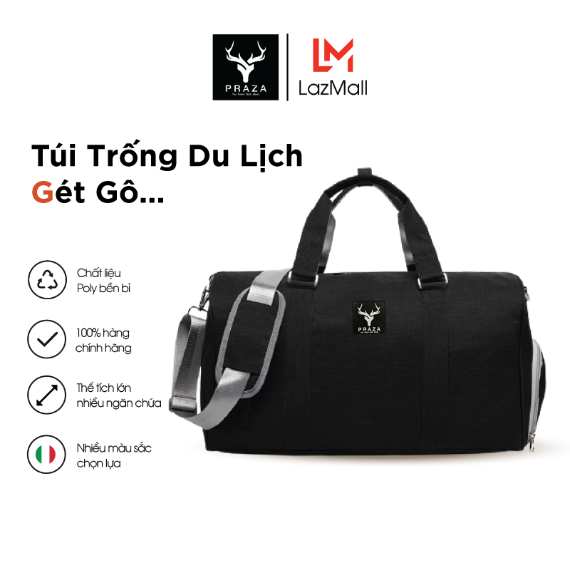 Túi Xách Du Lịch, Túi Xách Hành Lý, Túi Trống Cao Cấp PRAZA TX082 (Đen)