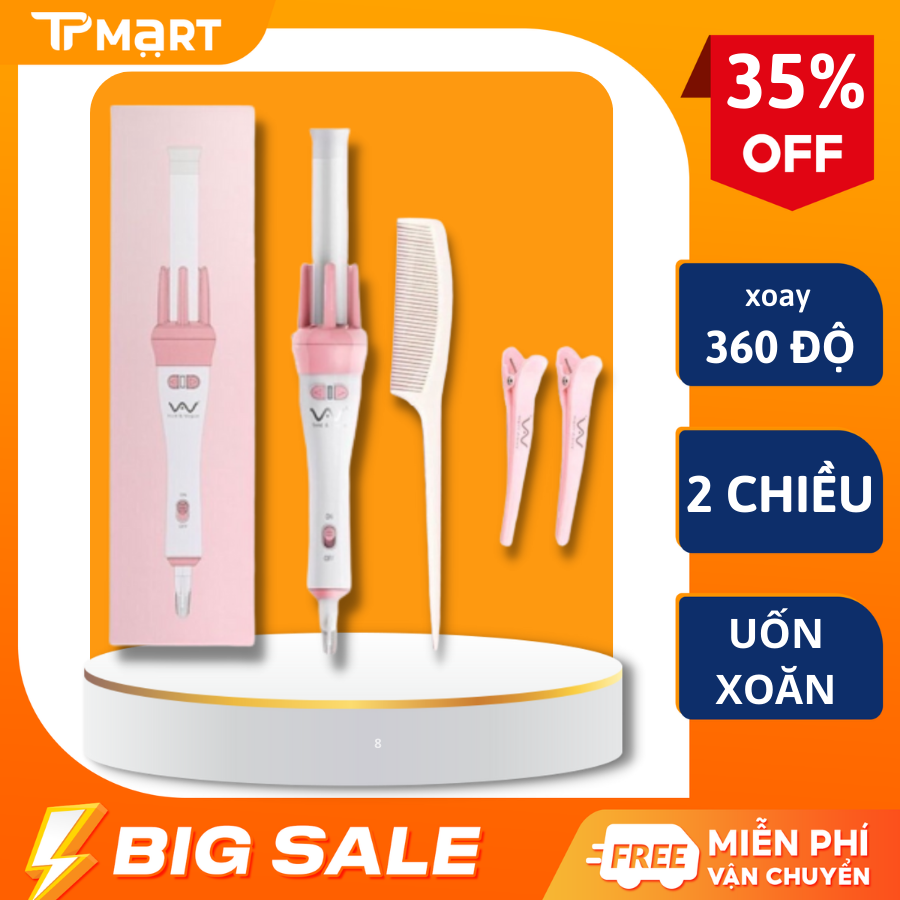Máy uốn tóc xoăn tự động, máy uốn tóc xoăn 3 in 1, máy uốn tóc làm xoăn xoay tự động 360