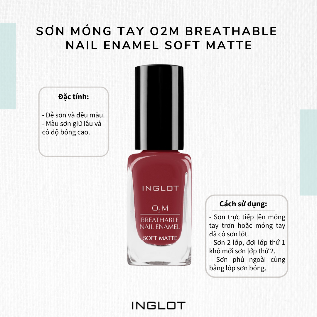 Sơn Móng Tay O2M Breathable Nail Enamel Soft Matte Inglot 11ml
