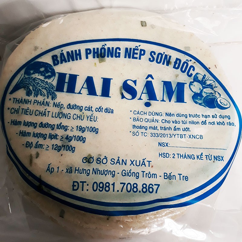 Bánh phồng nếp mặn đặc sản bến tre 30 cái chưa nướng