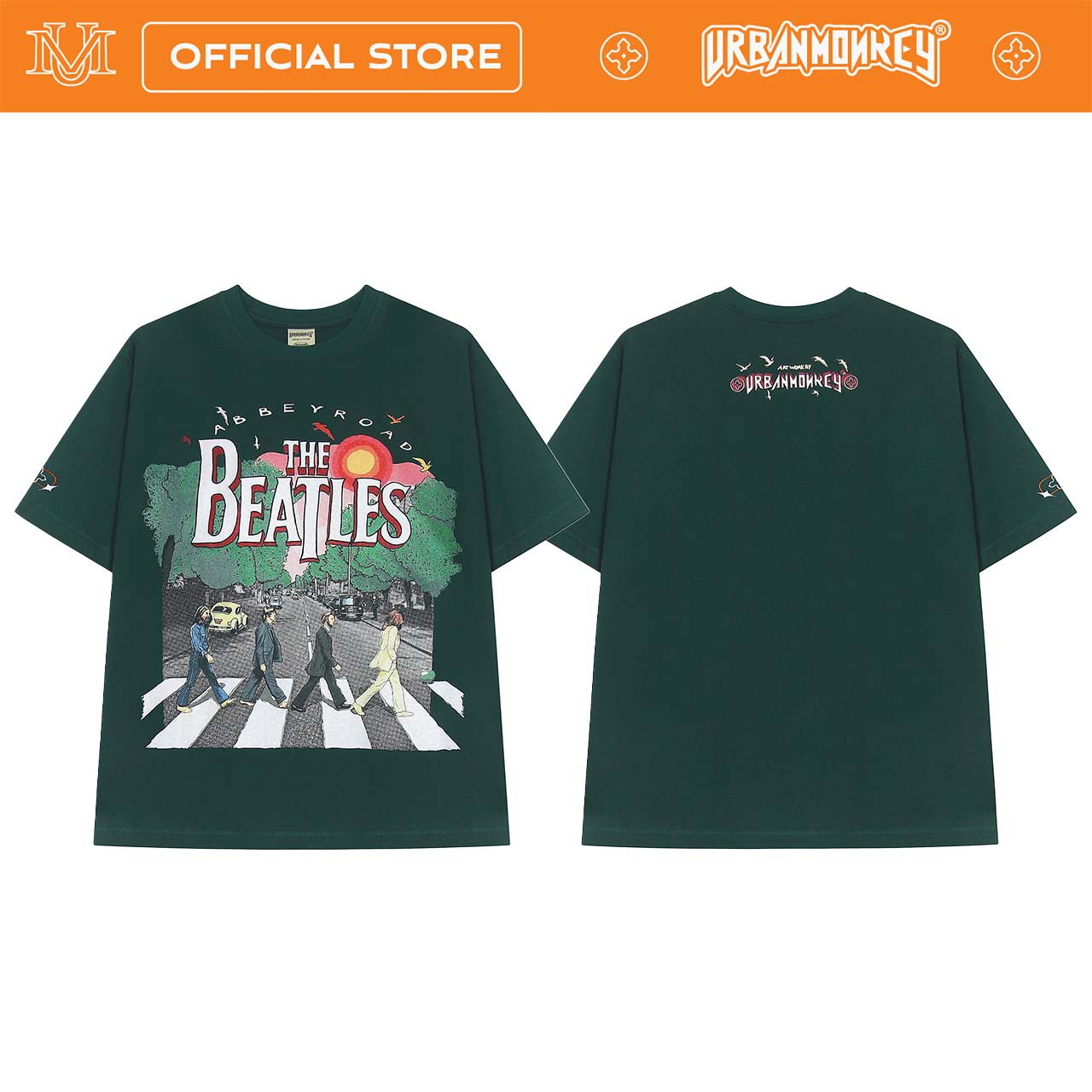 Áo thun urban monkey the beatles green 100% cotton