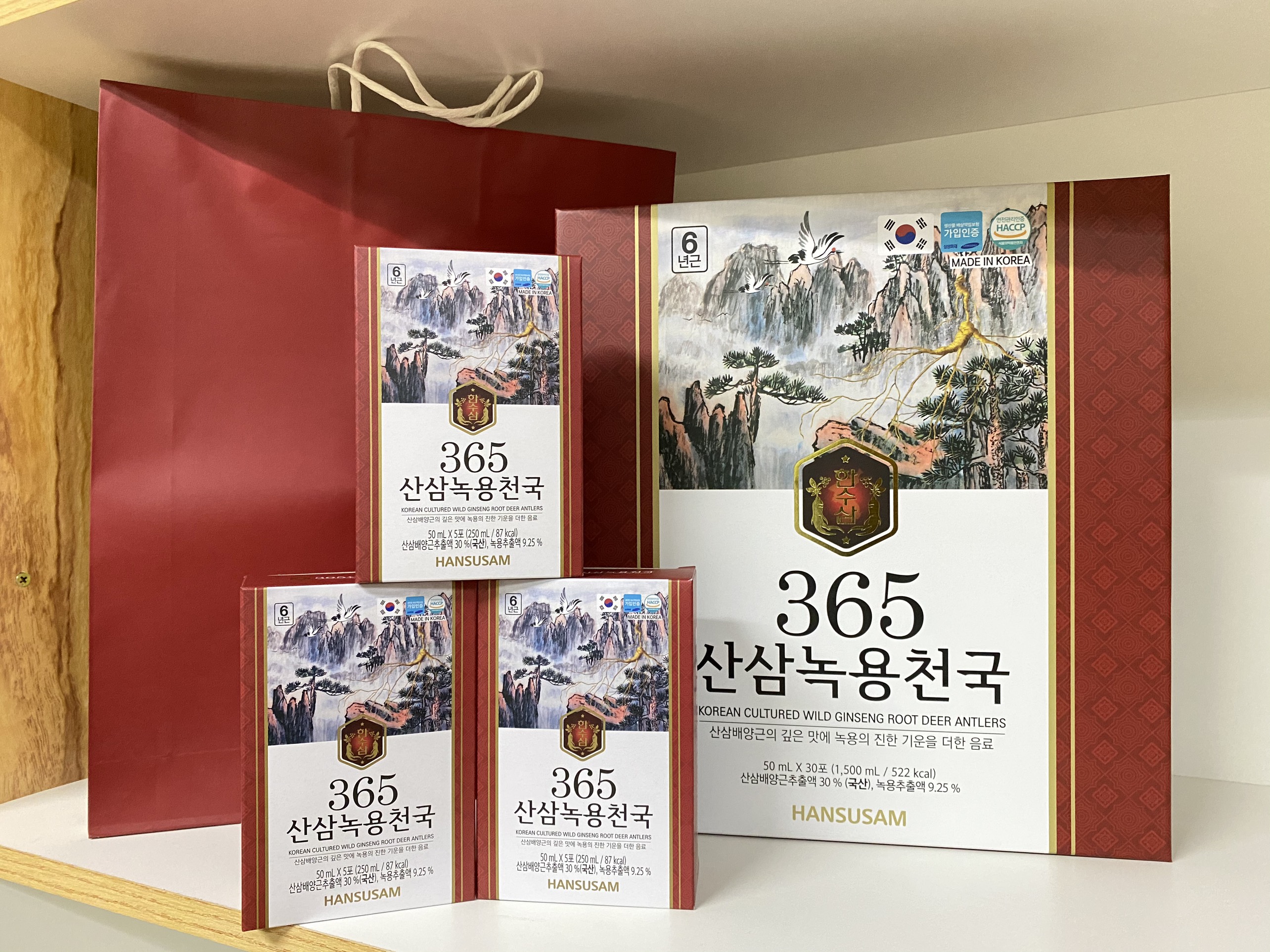 [Hàng Chính Hãng] Nước Chiết Xuất Nhung Hươu Hồng Sâm Núi 365 hộp 30 gói x 50ml