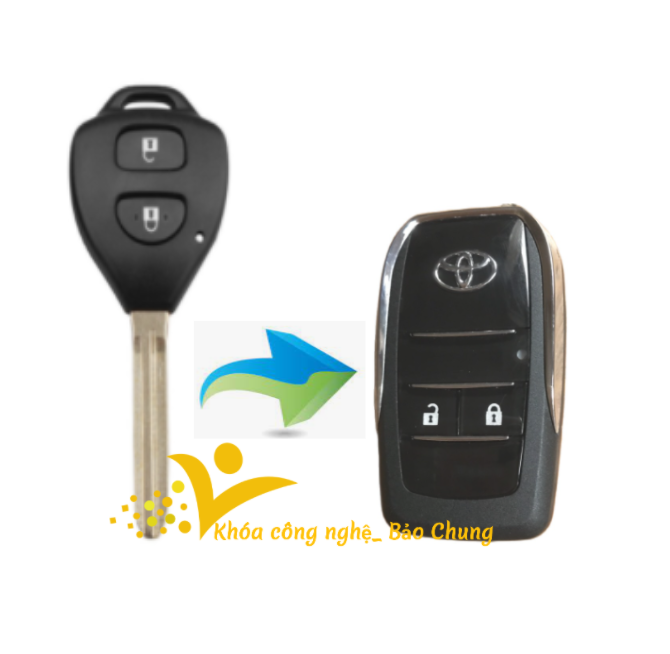 Vỏ chìa khóa 2 nút xe toyota vios đời trước 2014, yaris 2006-2013, inova 2012