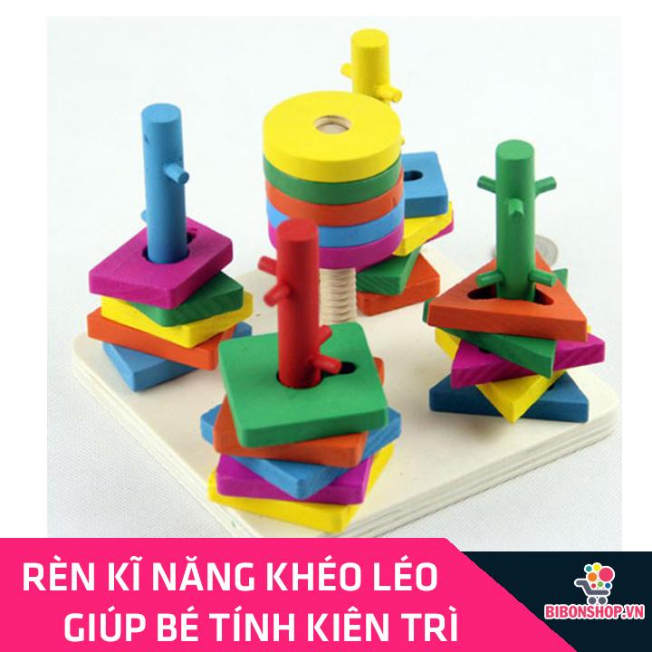 Đồ chơi gỗ bộ xây dựng cột 5 rèn kỹ năng khéo léo cho bé