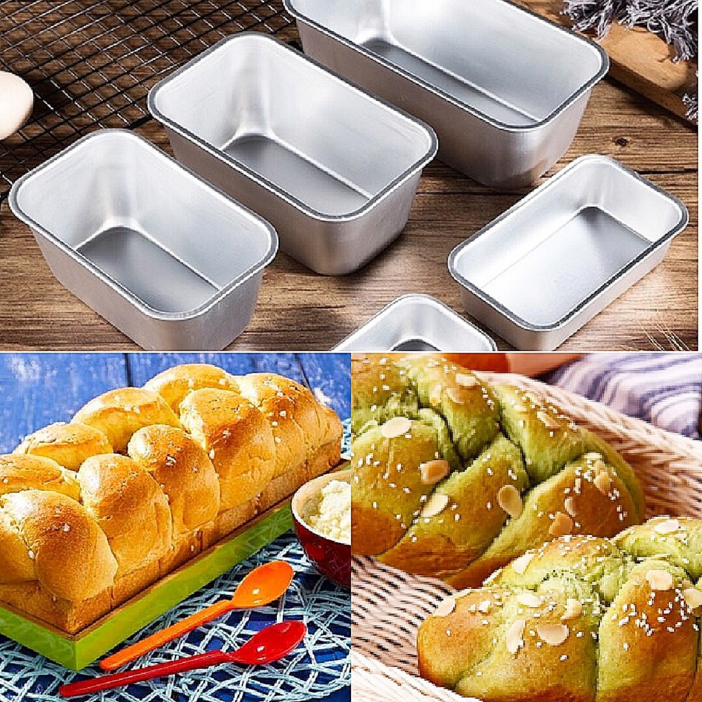 Khuôn loaf nhôm hình chữ nhật A02/A03/A04/A05 Khuôn làm bánh mì hoa cúc, bánh bông lan, sandwich