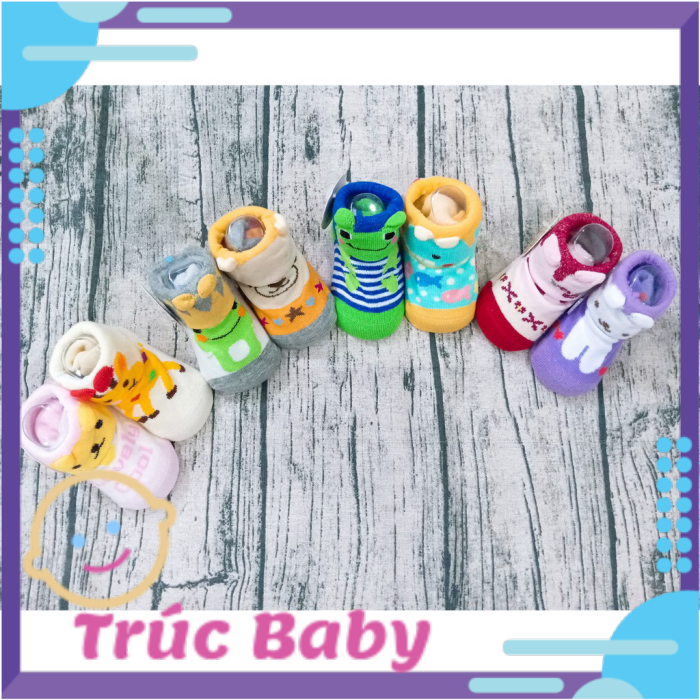 Vớ chống trượt in hình thú cho bé sơ sinh 0-6 tháng
