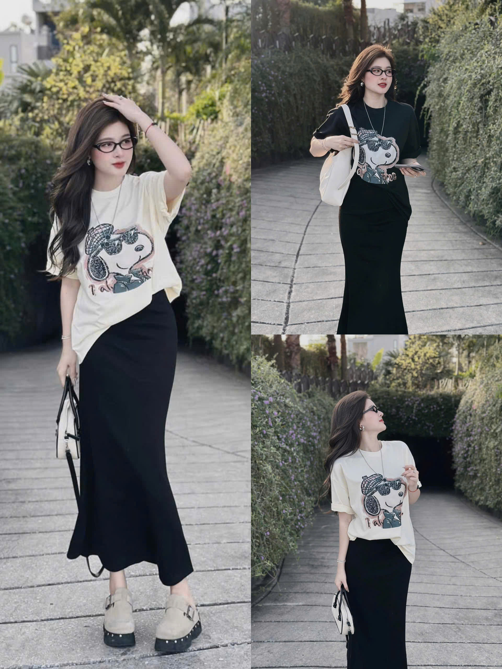  Set váy thun gân in hình co giãn áo cổ tròn tay ngắn chân váy đuôi cá dáng dài   hàng cao cấp chất đẹp   