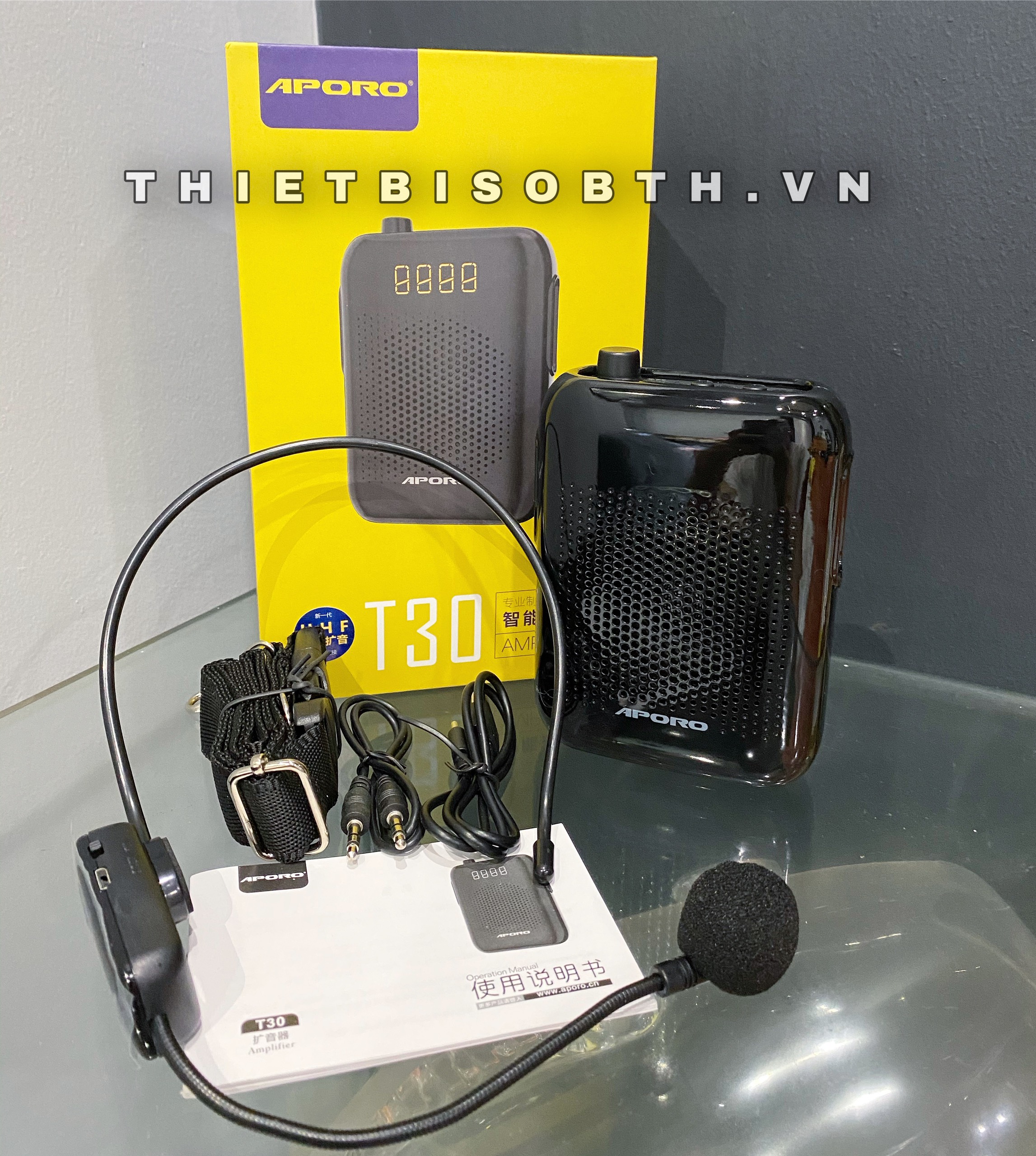 Máy trợ giảng không dây aporo t30 uhf 2.4g. kết nối bluetooth