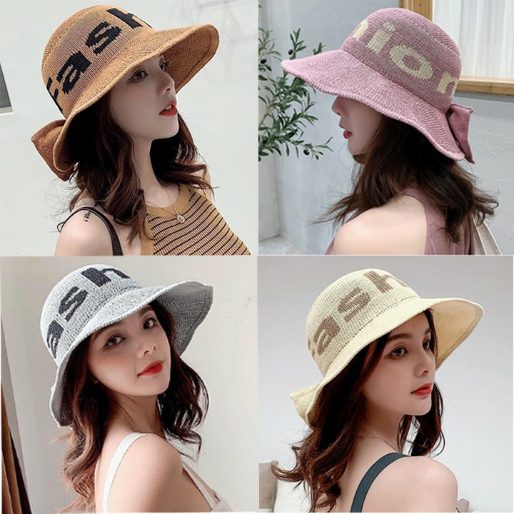 Mũ Cói Rộng Vành In Chữ FASHION Model 2020 | Nón Cói Đi Biển