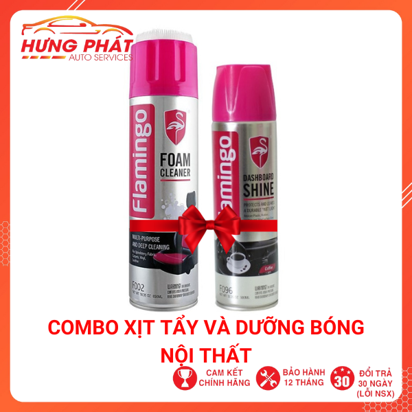 Combo xịt tẩy vệ sinh & dưỡng bóng nội thất ô tô, nội thất gia đình
