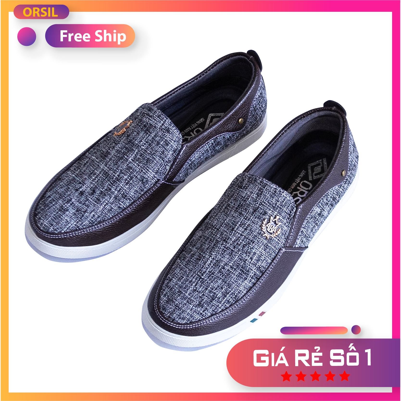 Giày lười, giày mọi vải jean nam hot trend 2020, Tặng tất khử mùi nano