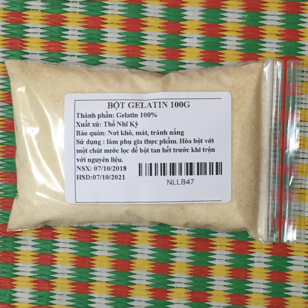 [Có sẵn] Bột gelatin Thổ Nhĩ Kỳ gói nhỏ 100g, Bột Gelatin làm thạch, chè, kẹo 100g Hàng loại 1