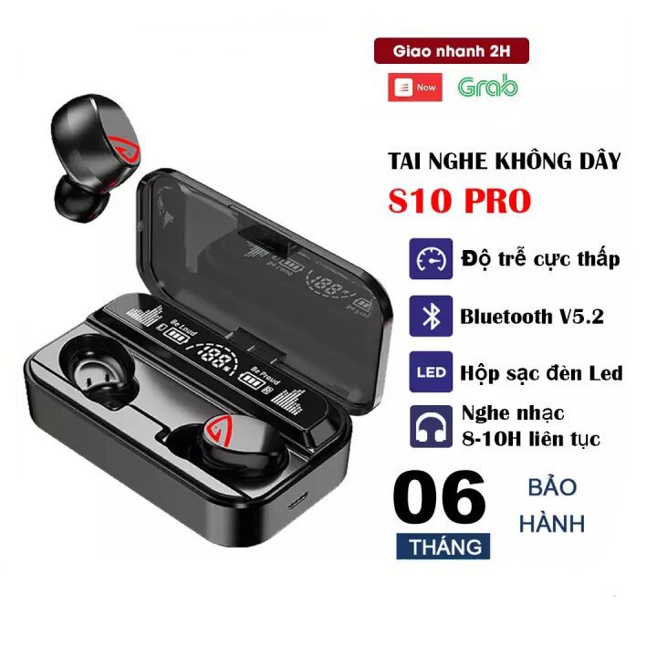 Tai nghe gaming s10 pro bluetooth v5.2 - tai nghe chơi game bluetooth không trễ - âm thanh hifi 9d cực hay có micro nhét cảm ứng chống nước pin trâu - hỗ trợ không trễ - xuyên âm - chống ồn
