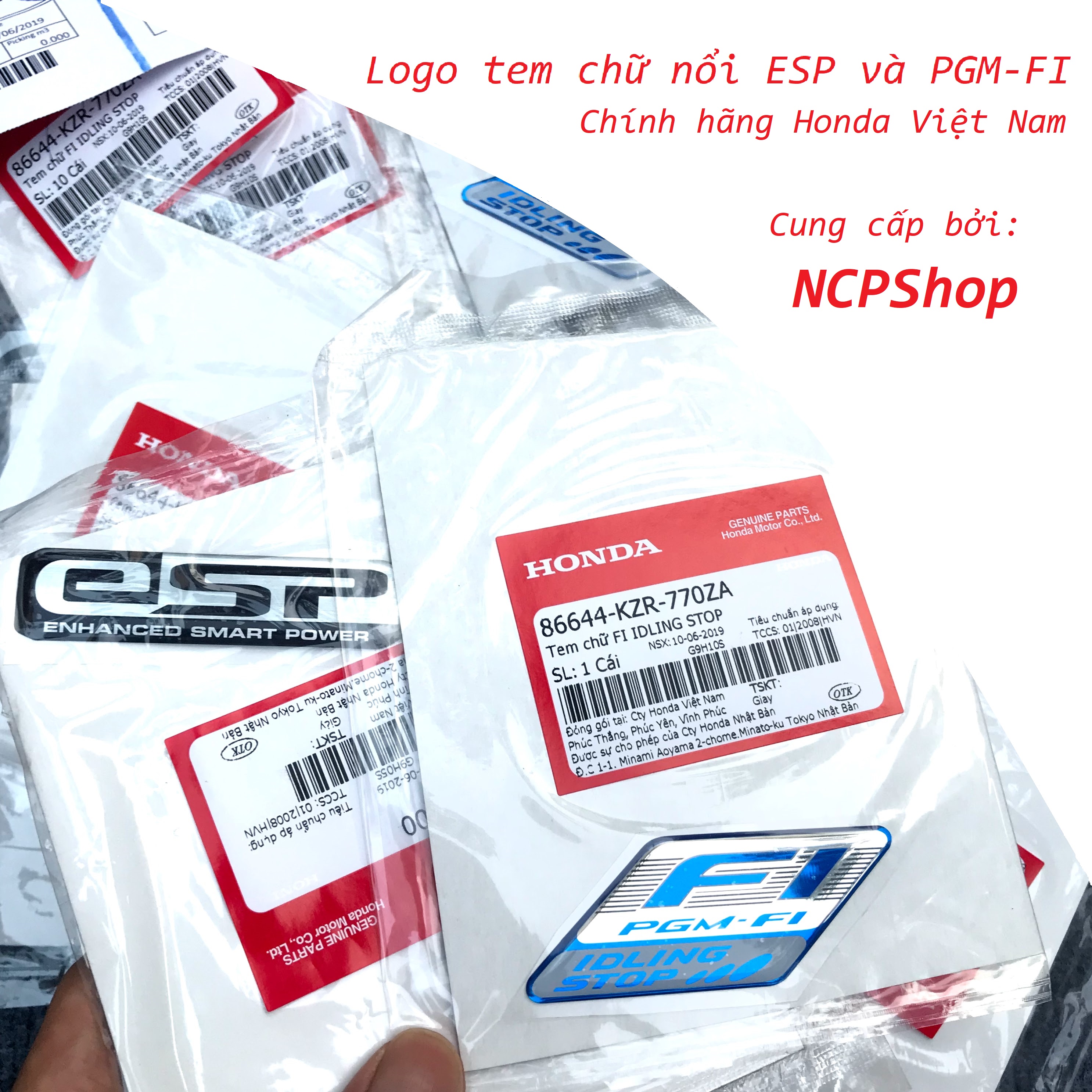 Decal tem nổi FI và ESP chính hãng