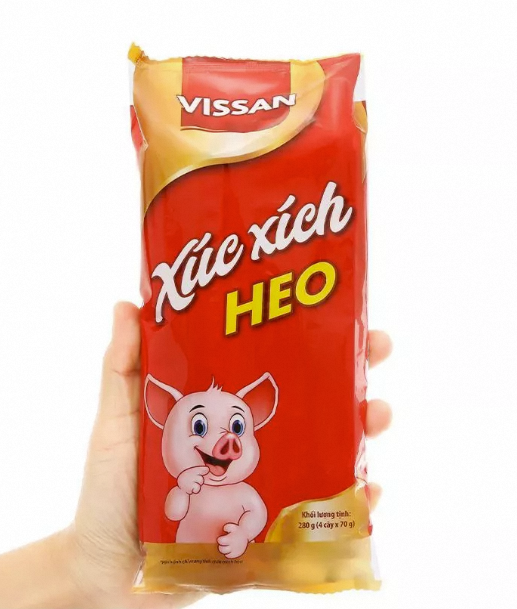 bánh 1 Gói Xúc Xích Tiệt Trùng Heo Vissan 280g (4 cây x 70g)