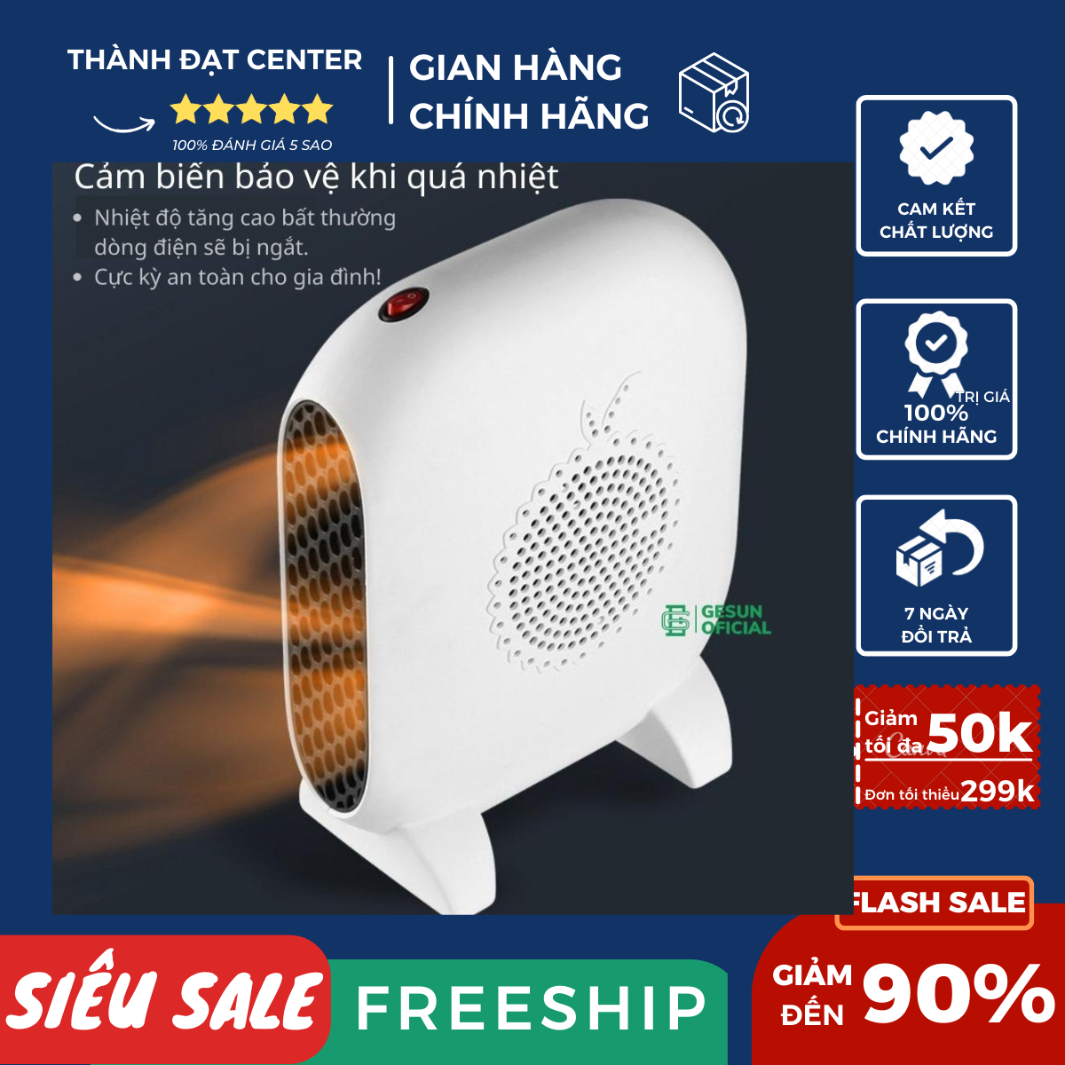 Quạt sưởi ấm để bàn mini - máy sưởi ấm điện chế độ an toàn công suất lớn