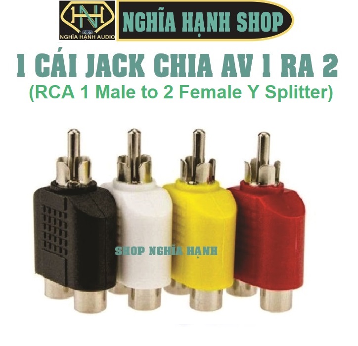 Jack chia av 1 ra 2 - 1 cái - rca 1 male to 2 female y splitter