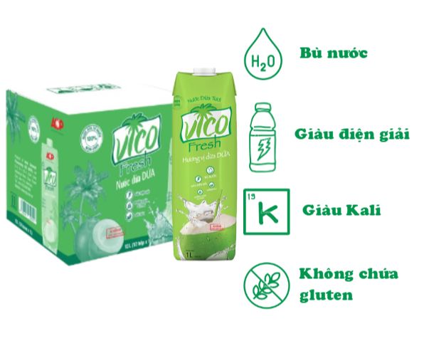 Thùng 12 Hộp Nước Dừa Dứa Vico Fresh 1L