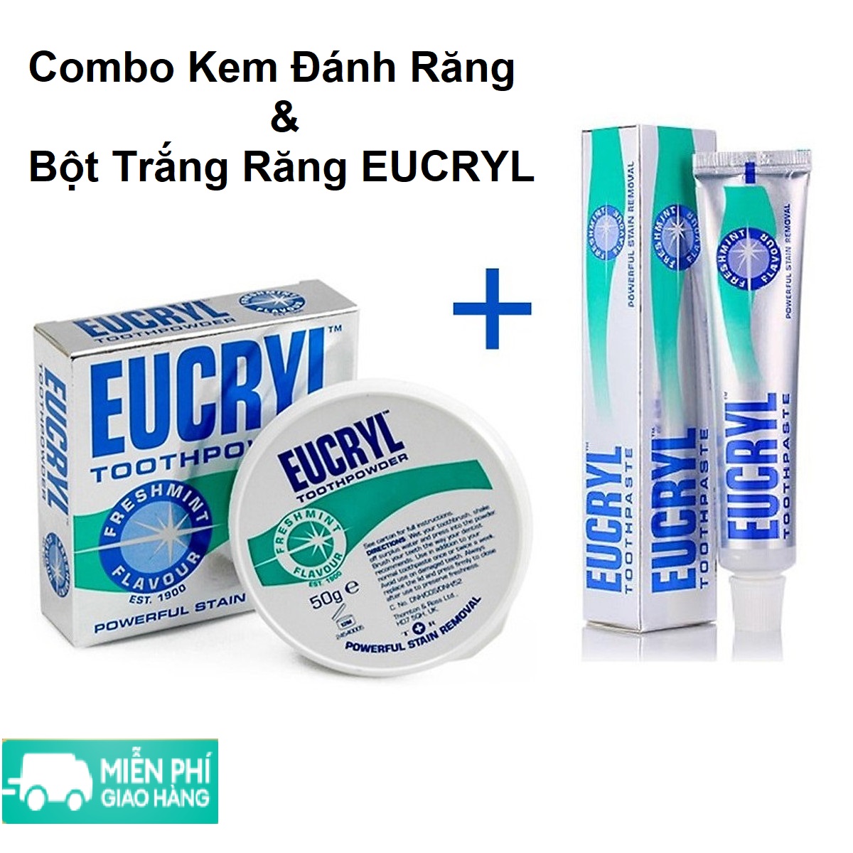 HCM Combo Kem Đánh Răng Eucryl 62g Và Bột Tẩy Trắng Răng Eucryl 50g