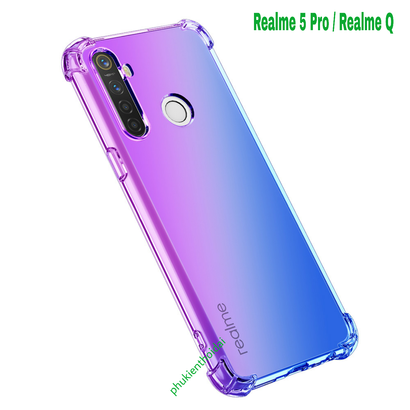 Ốp lưng Oppo Realme 5 Pro / Realme Q dùng chung dẻo TPU chống sốc đa sắc lồi 4 góc