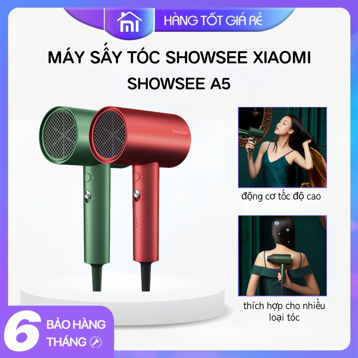 Xiaomi ShowSee Máy sấy tóc Anion Chăm sóc tóc bằng ion âm Làm khô nhanh Máy sấy tóc A5-R / A5-G - Mijia