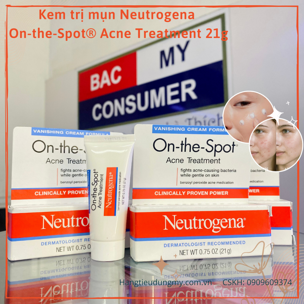 Kem tr ị mụn Neutrogena On-the-Spot Acne Treatment 21g