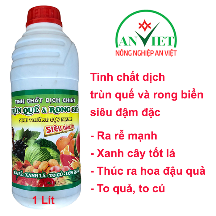 Tinh chất dịch trùn quế rong biển 1 Lít; Dịch trùn quế và rong biển giúp cây ra rễ mạnh, xanh cây tốt lá, to củ, to quả, ra hoa đậu trái nhiều; phân bón vi sinh; phân bón hữu cơ; dịch trùn quế cao cấp