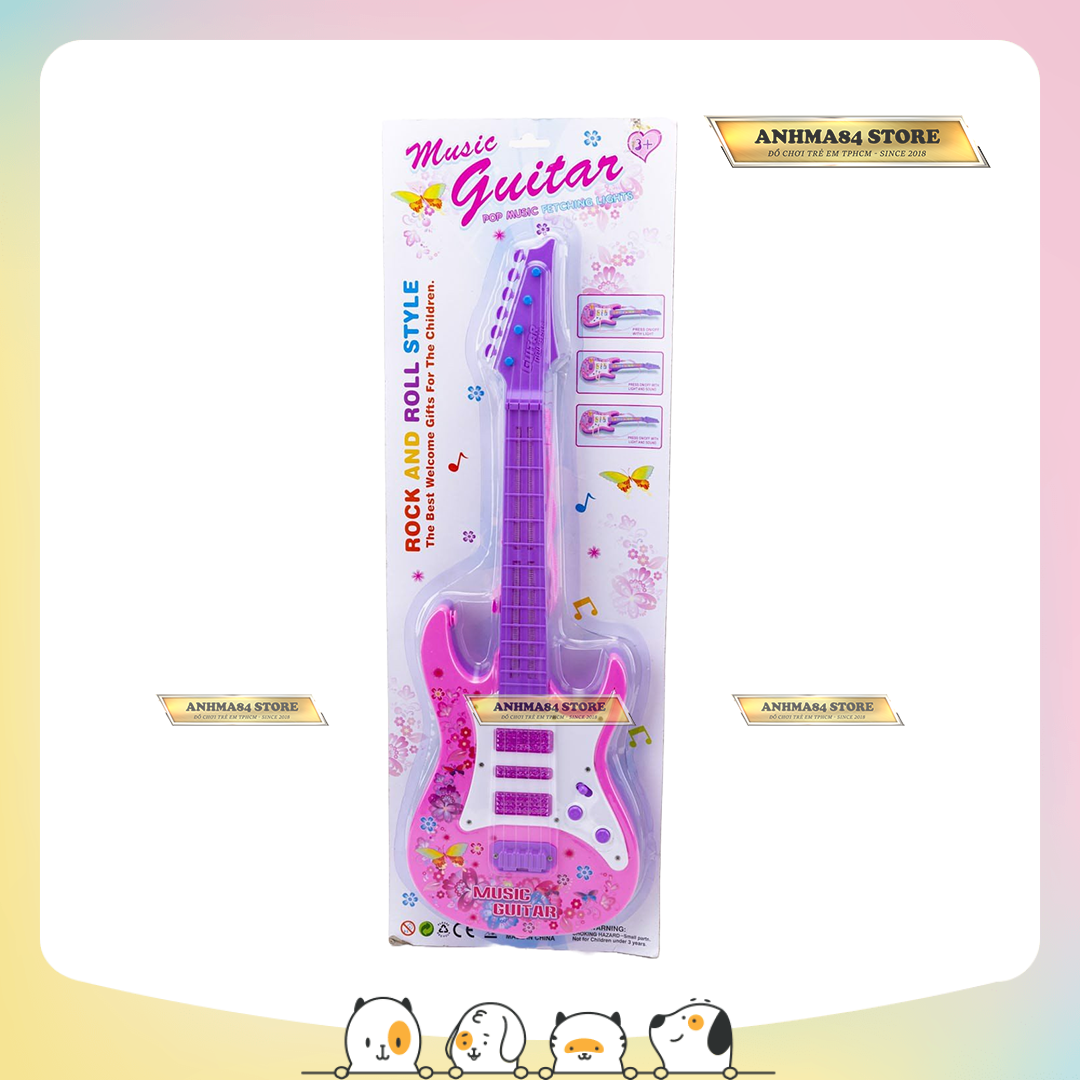 Đồ chơi vỉ đàn ghita dùng pin siêu xinh cho bé - đàn guitar có nhạc đèn - size 53 cm - anhma84 store tphcm