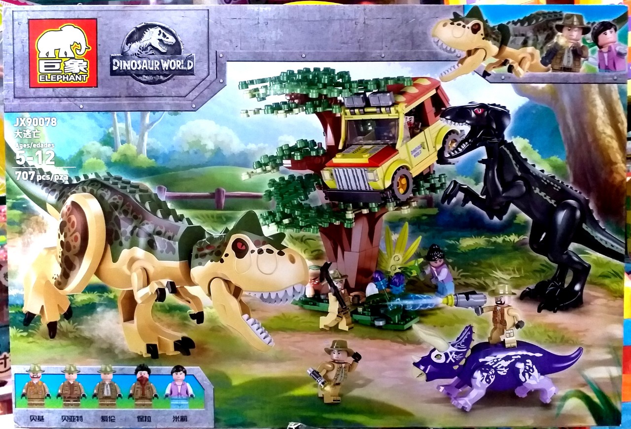 Lắp Ráp Xếp Hình Mô Hình Khủng Long ,Cuộc Đi Săn Của Carnivorous Và Indoraptor 707 Khối