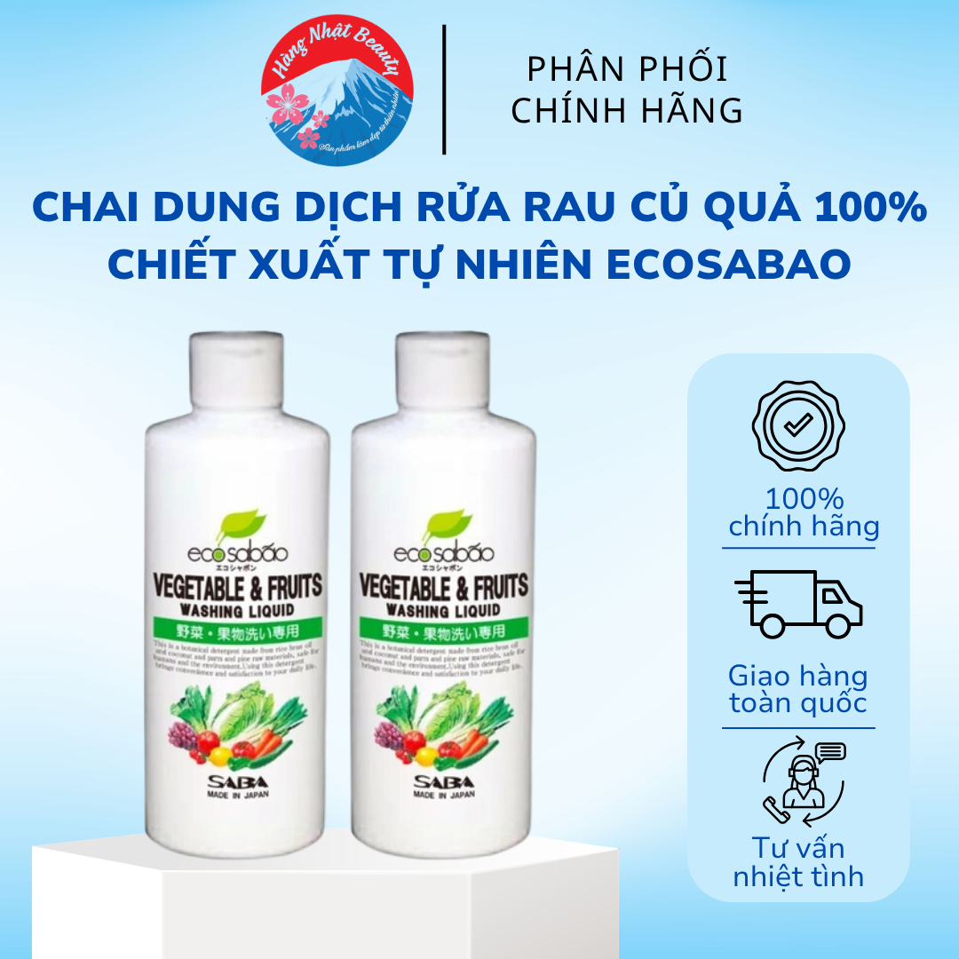 Chai dung dịch rửa rau củ quả 100% chiết xuất tự nhiên EcoSabao