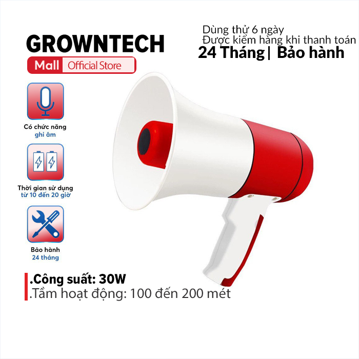 Loa phóng thanh cầm tay mini công suất cực đại 30W, loa bán hàng rong bản mới, ghi âm và phát lại, loa phát thanh vang xa 50m