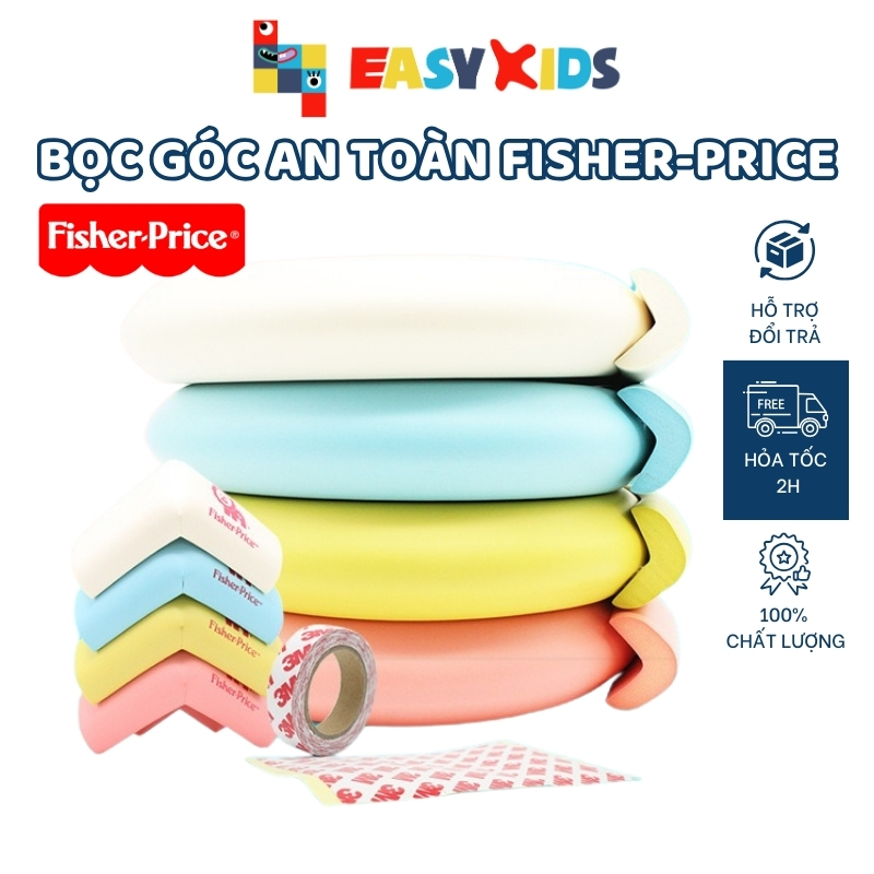 Bộ miếng dán góc và miếng dán cạnh cao cấp Fisher Price chống va đập cạnh bàn, bảo vệ an toàn cho bé sử dụng keo 3M của Mỹ dán an toàn, chắc chắn