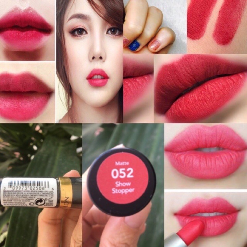 Son lì dưỡng revlon super lustrous matte lipstick 4.2g màu đỏ hồng 052 show stopper 017 crushed rubies