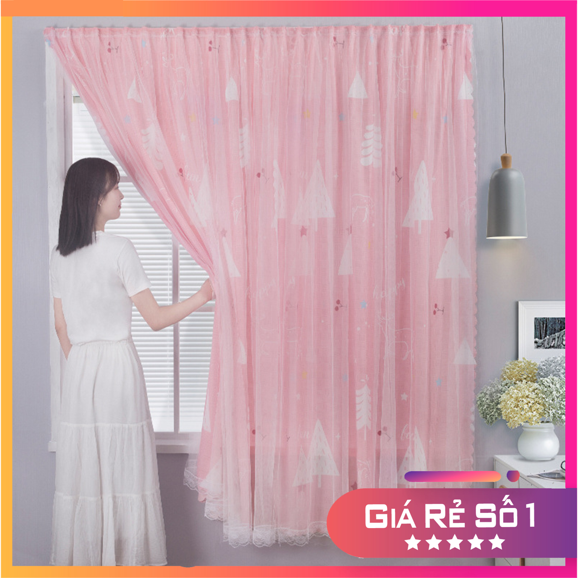 [HÀNG ĐẸP-ĐƯỢC CHỌN SIZE] Rèm cửa dán tường 2 lớp siêu tiện dụng dễ dàng tháo lắp vệ sinh-Rèm trang trí nhà cửa, phòng ngủ-Rèm chống nắng