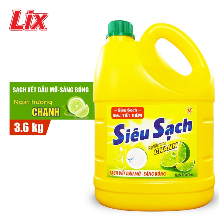 Nước rửa chén lix siêu sạch hương chanh 3.6 kg