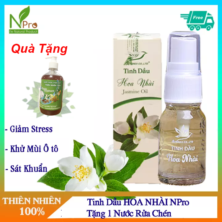NPro - Tinh Dầu Hoa Nhài 50ml | tặng nước rửa chén tinh dầu quế 500ml Trị giá 50k┃Tinh dầu thiên nhiên nguyên chất