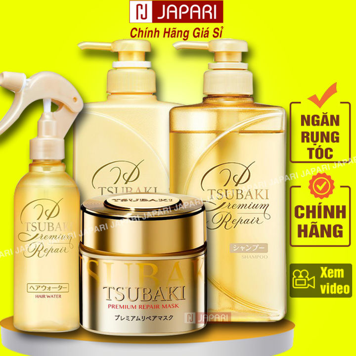 COMBO Bộ Chăm Sóc Tóc TSUBAKI VÀNG Dưỡng Tóc Dầu Gội Đầu Chống Rụng Tóc + Dầu Xả Tóc Nhuộm Siêu Mượt + Kem Xả Tóc Thơm Lâu + Kem Ủ Tóc Phục Hồi Hư Tổn - Dưỡng Ẩm TSUBAKI NHẬT BẢN - Mỹ Phẩm Giá Sỉ JAPARI