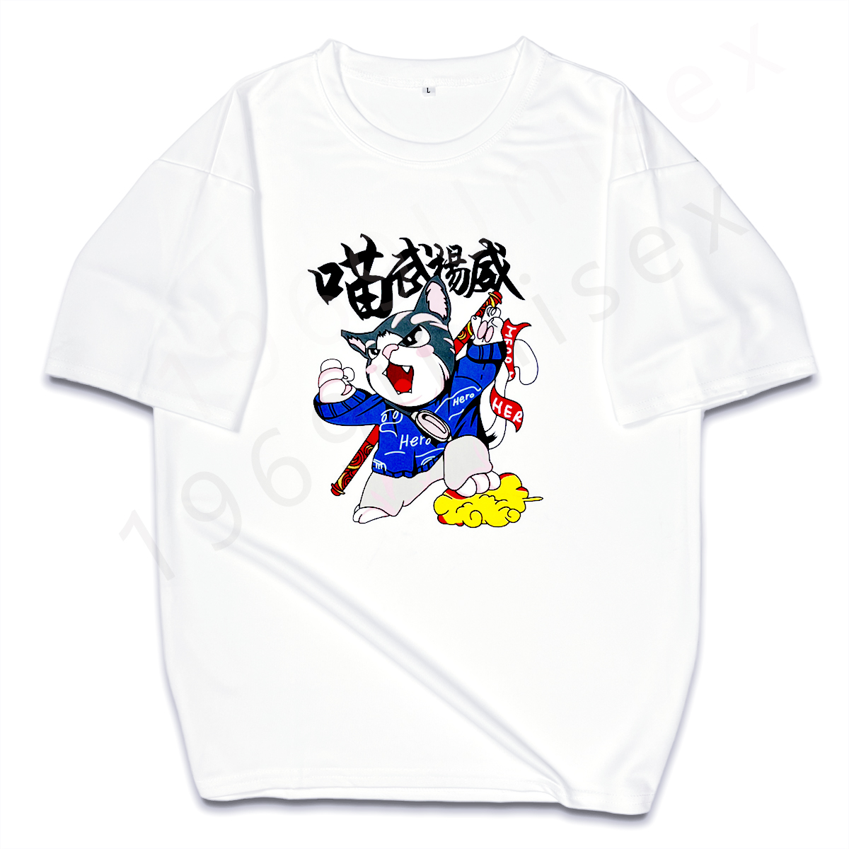 Áo thun tay lỡ form rộng unisex, áo phông unisex nam nữ form rộng tay lỡ cloud cat