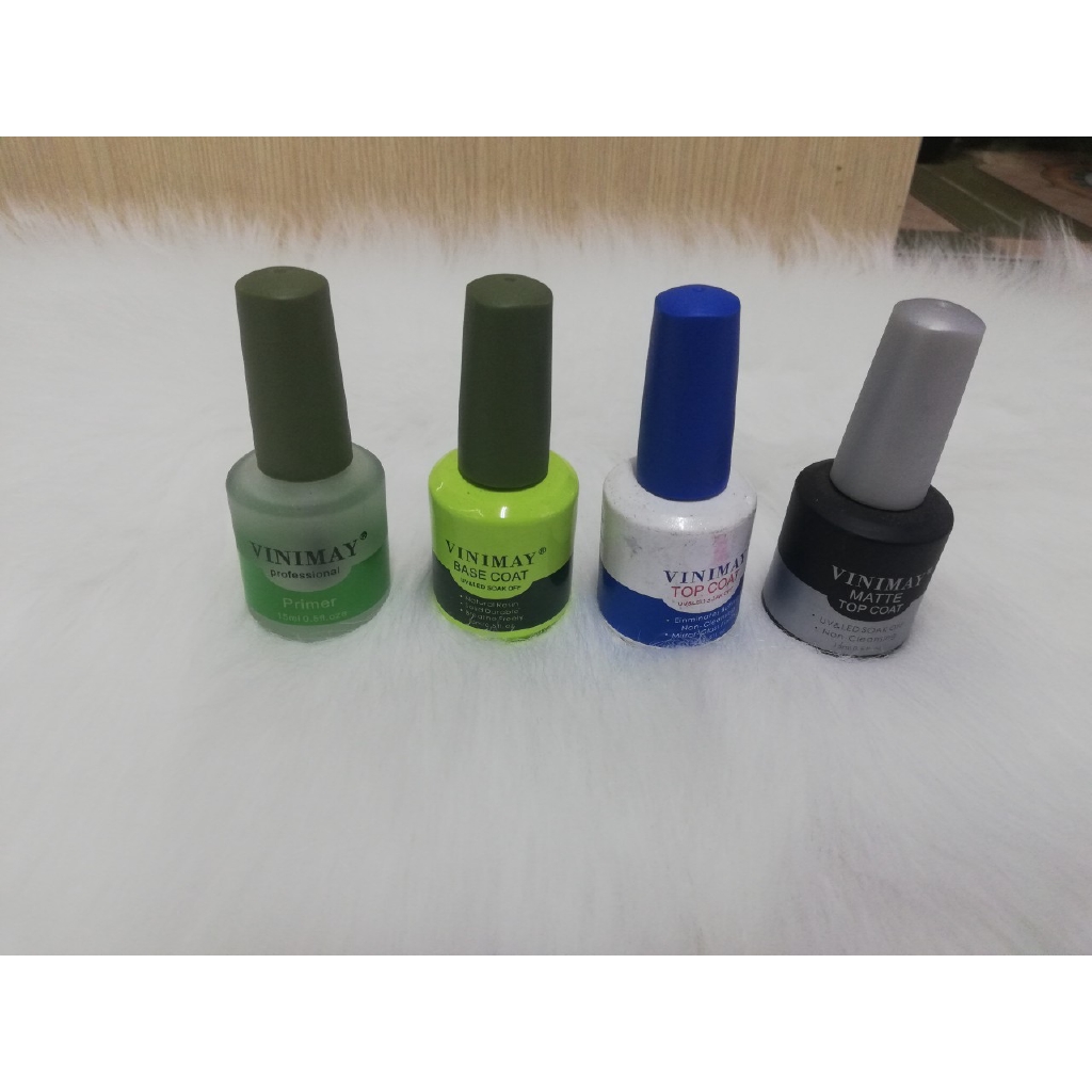 Bộ 4 chai kiềm dầu base gel top gel top gel lì vinimay