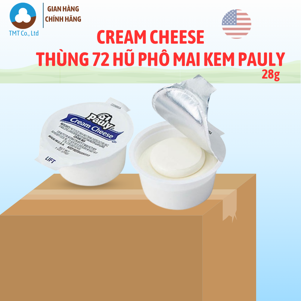Thùng 72 hũ Phô mai kem Pauly Cream Cheese 28g /hũ nhập khẩu Mỹ