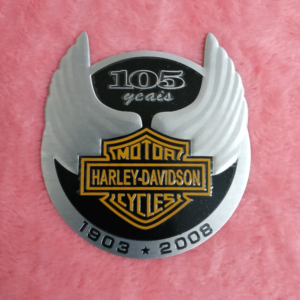 Logo Nhôm Dán Xe Harley Davidson tròn có đôi cánh 8x9cm