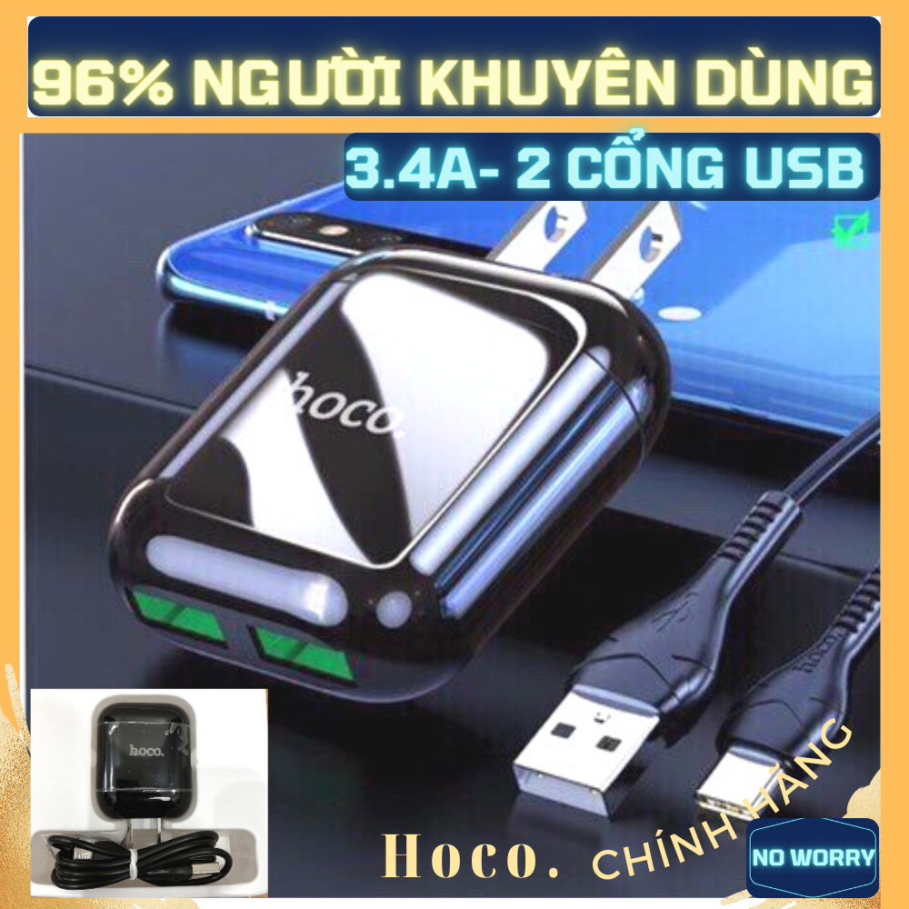 Củ Sạc Nhanh 3.4A, 2 cổng USB cáp Chip Sạc An Toàn Sạc Được 2Thiết Bị củ cục sạc iphone ipad cốc sạc điện thoại củ sạc nhanh samsung xiaomi oppo iphone
