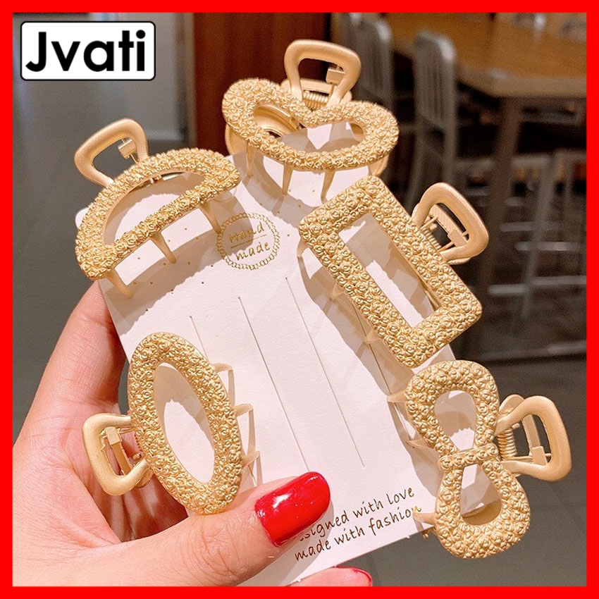 [Hot trend] Set 5 kẹp tóc càng cua Hàn Quốc xi vàng cực đẹp cho các nàng - Jvati