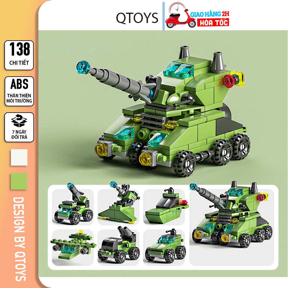 Bộ đồ chơi lắp ráp lego xe tăng 138 chi tiết, xếp hình lego xe tăng xanh, mô hình xe cảnh sát đồ chơi cho bé