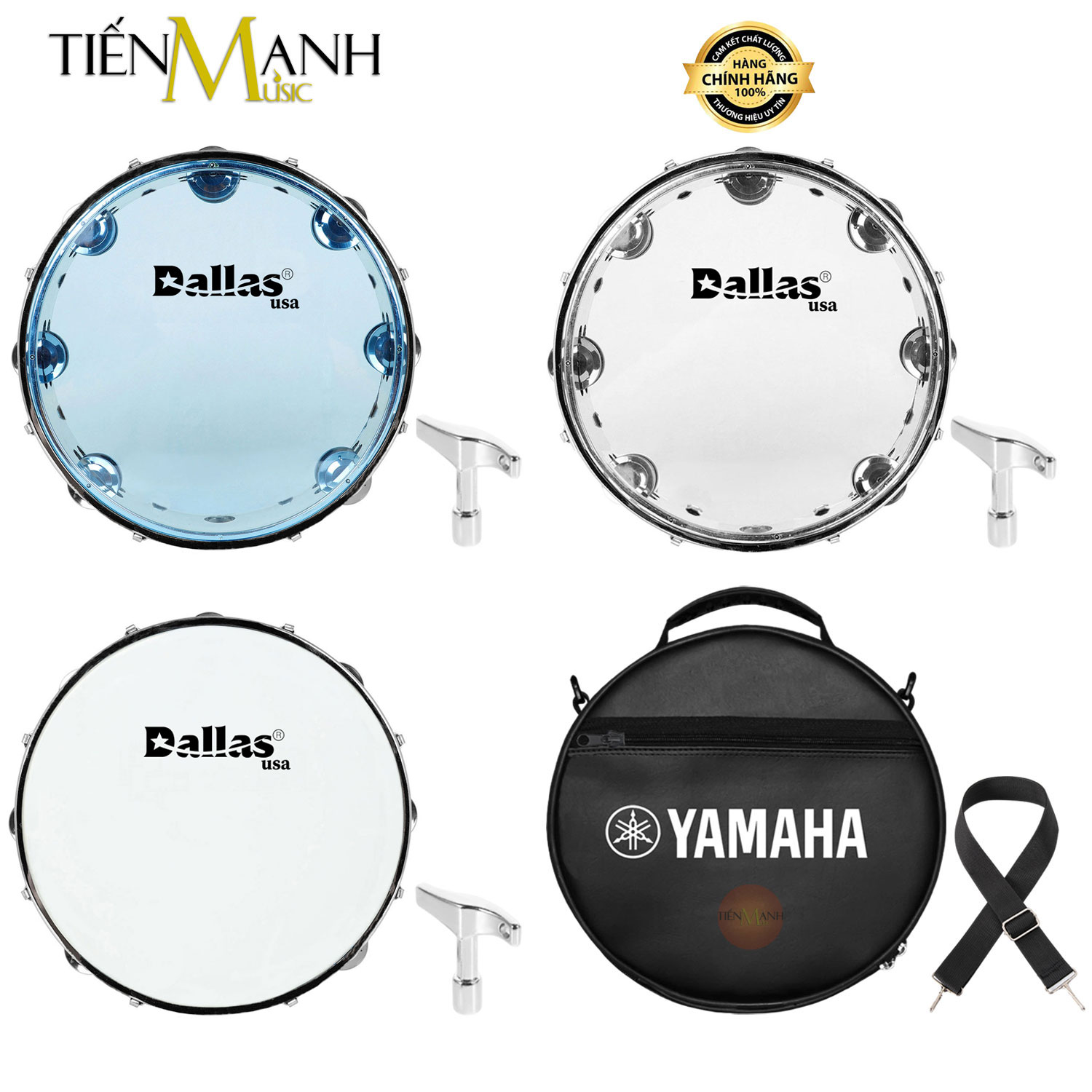 [Tặng Khoá, Loại Tốt] Trống Gõ Bo Lắc Tay Và Bao Đựng Lục Lạc Tambourine Dallas Viền Đen Chơi Nhạc Chế Gõ Po Xipo